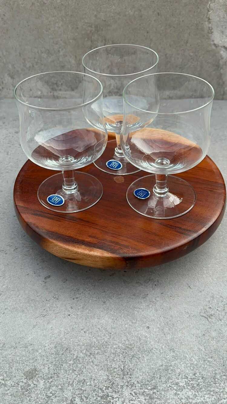 Vintage Birks Crystal Stemmed Glasses 3 pcs-Original Stickers | Never Used Mint